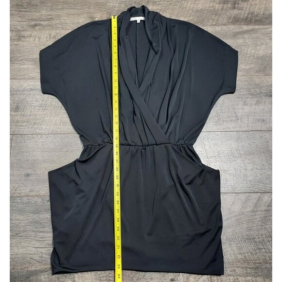 Rachel Roy Black Doleman Sleve Draped Faux Wrap 24 Hour Mini Dress Woman M - Picture 3 of 10